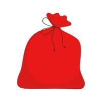 Red bag Santa Claus. Large sack holiday for gifts. Big bagful for New Year and Christmas vector. vector