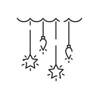 Christmas lights line icon. Vector decoration Happy New Year party.