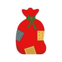 Red bag Santa Claus. Large sack holiday for gifts. Big bagful for New Year and Christmas vector. vector