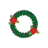 Christmas wreath simple icon. Vector flat cartoon illustration isolated on white background.