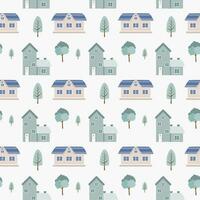 Cute House Seamless Pattern vector