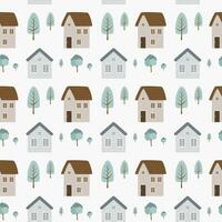 Cute House Seamless Pattern vector