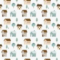 Cute House Seamless Pattern vector