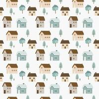 Cute House Seamless Pattern vector