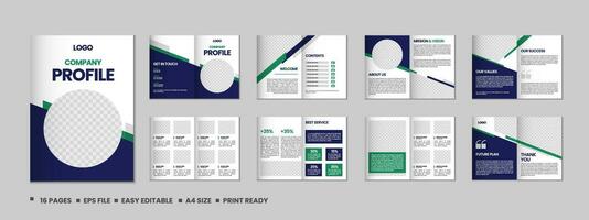 Company profile, multipage flyer brochure, 16 pages portfolio magazine, annual report, catalog and a4 multipage template design vector