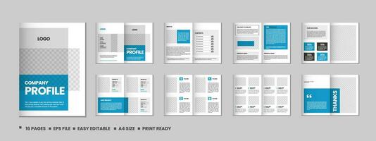 Company profile, multipage flyer brochure, 16 pages portfolio magazine, annual report, catalog and a4 multipage template design vector