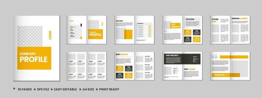 Company profile, multipage flyer brochure, 16 pages portfolio magazine, annual report, catalog and a4 multipage template design vector