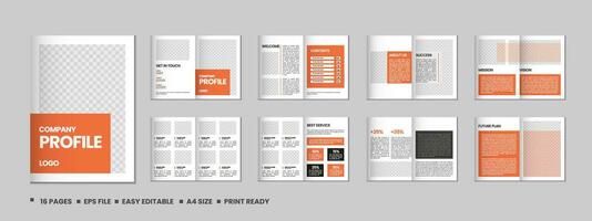 Company profile, multipage flyer brochure, 16 pages portfolio magazine, annual report, catalog and a4 multipage template design vector