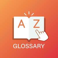 Glossary book icon in flat style. Guidebook encyclopedia vector illustration on isolated background. A-Z notebook sign business concept.