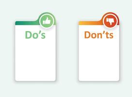 Do and dont icon in flat style. Dos and Don'ts vector illustration on isolated background. Pros and Cons sign business concept.