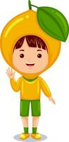 boy kids wearing fruit costume vector