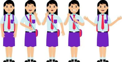 Girl Student Wearing Uniform vector