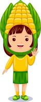 niña niños vegetal personaje disfraz vector