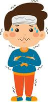 Kids Boy Unhealthy Vector Illustration