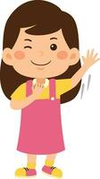 cute little kid girl vector illustration