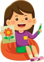 happy kids daily activity vector illustration