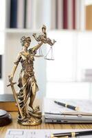 statue of god Themis Lady Justice is used as symbol of justice within law firm to demonstrate truthfulness of facts and power to judge without prejudice Themis Lady Justice is of justice. Copy Space photo