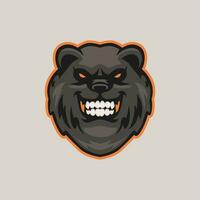 Biting teeth bear mascot head logo vector