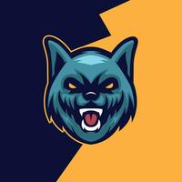 Blue wolf roar mascot logo vector