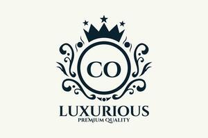 Initial  Letter CO Royal Luxury Logo template in vector art for luxurious branding  vector illustration.