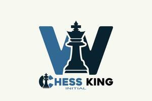 Vector initials letter W with chess king creative geometric modern logo design.