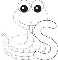 snake line art practice drawing for children vector