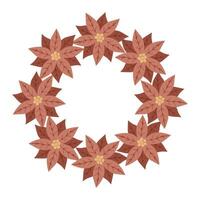 Christmas star, wreath of red poinsettia. Design for New Year cards, scrapbooking, stickers, planner, invitations vector