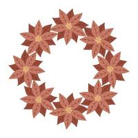 Christmas star, wreath of red poinsettia. Design for New Year cards, scrapbooking, stickers, planner, invitations vector