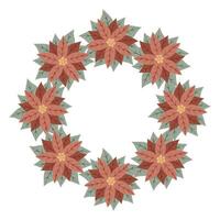 Christmas star, wreath of red poinsettia. Design for New Year cards, scrapbooking, stickers, planner, invitations vector