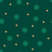Seamless pattern with star-shaped geometric elements in green background. Print Ideal for Fabric, Textile, Wrapping Paper vector