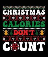 Navidad calorías no lo hagas contar camiseta diseño vector