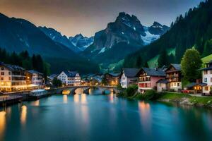 el hermosa pueblo de Altenburg en el suizo Alpes. generado por ai foto