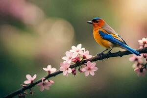 photo wallpaper bird, the flowers, spring, the flowers, the bird, the bird, the. AI-Generated