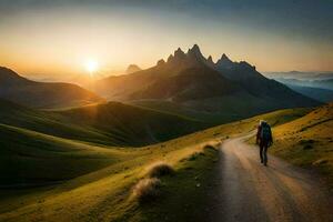 el la carretera a el dolomitas. generado por ai foto