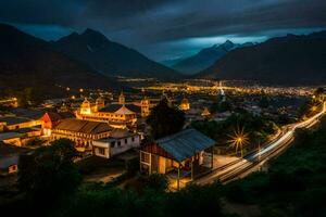 el pueblo de persona a noche. generado por ai foto