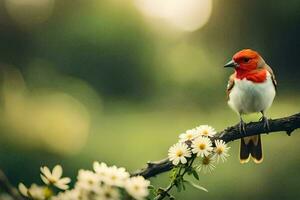 photo wallpaper the bird, flowers, nature, spring, the sun, the bird, the bird. AI-Generated