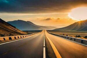 un largo autopista con el Dom ajuste detrás él. generado por ai foto