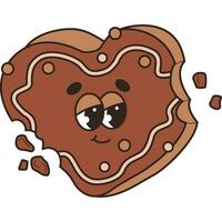 Christmas gingerbread heart. retro cartoon character vector