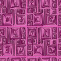 Seamless modern geometric pattern. Linear spiral shapes rectangles on magenta background. Vector illustration.