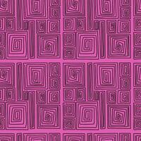 Seamless modern geometric pattern. Linear spiral shapes rectangles on magenta background. Vector illustration.