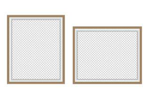 Realistic wooden picture frame vector for mockup. photo frame isolated white background