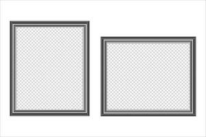 Realistic black picture frame vector for mockup. photo frame isolated white background