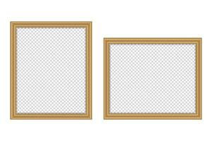 Realistic wooden picture frame vector for mockup. photo frame isolated white background