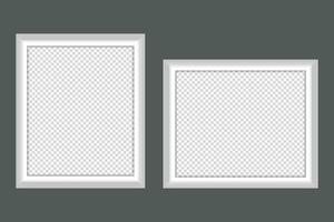 Realistic white picture frame vector for mockup. photo frame isolated white background