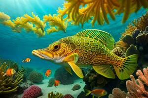 fish in the ocean, coral reef, fish, underwater, hd wallpaper. AI-Generated photo