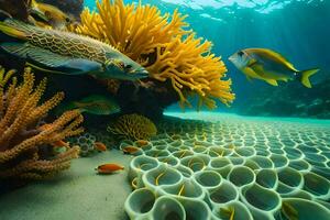 an underwater scene with coral and fish. AI-Generated photo
