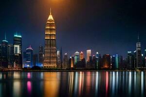 el kuala lumpur horizonte a noche. generado por ai foto