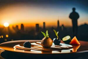 el comida y bebida menú a el hotel. generado por ai foto