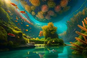 a scene from the underwater world. AI-Generated photo