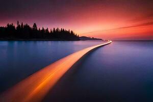 a long exposure photograph of a long line of water. AI-Generated photo